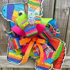 Fiesta Door Hanger Piñata Decor Cinco De Mayo Mexican Heritage Donkey Front Door